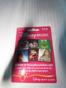 A $15 gift card for the Disney Music store